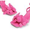 DREAM PAIRS Women’s Flower Wedding Heels Cute Square Toe Slingback Low Kitten Heels Sandals with Ankle Strap(Hot Pink-pu)