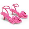 DREAM PAIRS Women’s Flower Wedding Heels Cute Square Toe Slingback Low Kitten Heels Sandals with Ankle Strap(Hot Pink-pu)