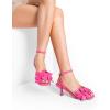 DREAM PAIRS Women’s Flower Wedding Heels Cute Square Toe Slingback Low Kitten Heels Sandals with Ankle Strap(Hot Pink-pu)