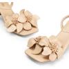 DREAM PAIRS Women’s Flower Wedding Heels Cute Square Toe Slingback Low Kitten Heels Sandals with Ankle Strap(Nude-pu)