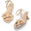 DREAM PAIRS Women’s Flower Wedding Heels Cute Square Toe Slingback Low Kitten Heels Sandals with Ankle Strap(Nude-pu)