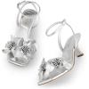 DREAM PAIRS Women’s Flower Wedding Heels Cute Square Toe Slingback Low Kitten Heels Sandals with Ankle Strap(Silver-pu)
