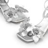 DREAM PAIRS Women’s Flower Wedding Heels Cute Square Toe Slingback Low Kitten Heels Sandals with Ankle Strap(Silver-pu)