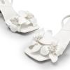 DREAM PAIRS Women’s Flower Wedding Heels Cute Square Toe Slingback Low Kitten Heels Sandals with Ankle Strap(White-pu)
