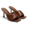 DREAM PAIRS Women’s High Stilettos Heels Mules Open Square Toe Slip On Comfort Sexy Dress Pumps Sandals Fashion Casual Prom Dress Shoes(Brown)