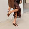 DREAM PAIRS Women’s High Stilettos Heels Mules Open Square Toe Slip On Comfort Sexy Dress Pumps Sandals Fashion Casual Prom Dress Shoes(Brown)