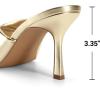 DREAM PAIRS Women’s High Stilettos Heels Mules Open Square Toe Slip On Comfort Sexy Dress Pumps Sandals Fashion Casual Prom Dress Shoes(Light Gold)