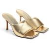 DREAM PAIRS Women’s High Stilettos Heels Mules Open Square Toe Slip On Comfort Sexy Dress Pumps Sandals Fashion Casual Prom Dress Shoes(Light Gold)