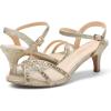 DREAM PAIRS Women’s Nina Low Heel Pump Sandals(150-gold)