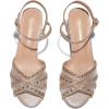 DREAM PAIRS Women’s Nina Low Heel Pump Sandals(166-gold)