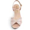 DREAM PAIRS Women’s Nina Low Heel Pump Sandals(Champagne-satin)