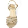 DREAM PAIRS Women’s Nina Low Heel Pump Sandals(Sparkling Gold)