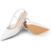 DREAM PAIRS Women’s Slingback Kitten Heels Closed Pointed Toe Low Stiletto Heels Dress Bridal Party Wedding Pumps Shoes(White)