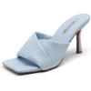 DREAM PAIRS Women’s High Stilettos Heels Mules Open Square Toe Slip On Comfort Sexy Dress Pumps Sandals Fashion Casual Prom Dress Shoes(Baby/Blue)