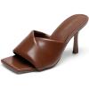DREAM PAIRS Women’s High Stilettos Heels Mules Open Square Toe Slip On Comfort Sexy Dress Pumps Sandals Fashion Casual Prom Dress Shoes(Brown)