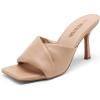 DREAM PAIRS Women’s High Stilettos Heels Mules Open Square Toe Slip On Comfort Sexy Dress Pumps Sandals Fashion Casual Prom Dress Shoes(Nude)