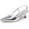DREAM PAIRS Women’s Slingback Kitten Heels Closed Pointed Toe Low Stiletto Heels Dress Bridal Party Wedding Pumps Shoes(Silver)