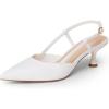 DREAM PAIRS Women’s Slingback Kitten Heels Closed Pointed Toe Low Stiletto Heels Dress Bridal Party Wedding Pumps Shoes(White)