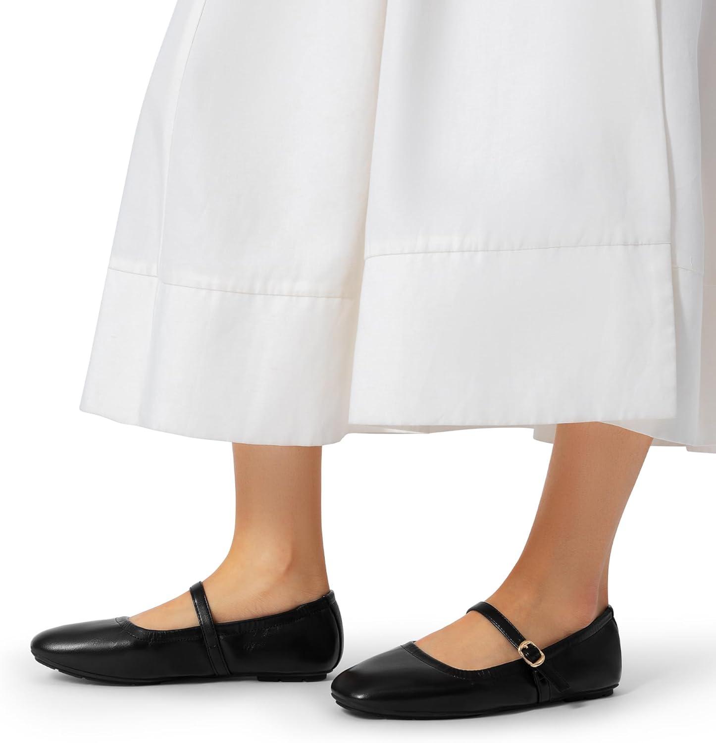 image:imageDREAM PAIRS Womens Ballet Flats Foldable Square Toe Mary Jane Flats Comfortable Slip On Dress Shoes Business Casual Work Mary Jane ShoesBlack