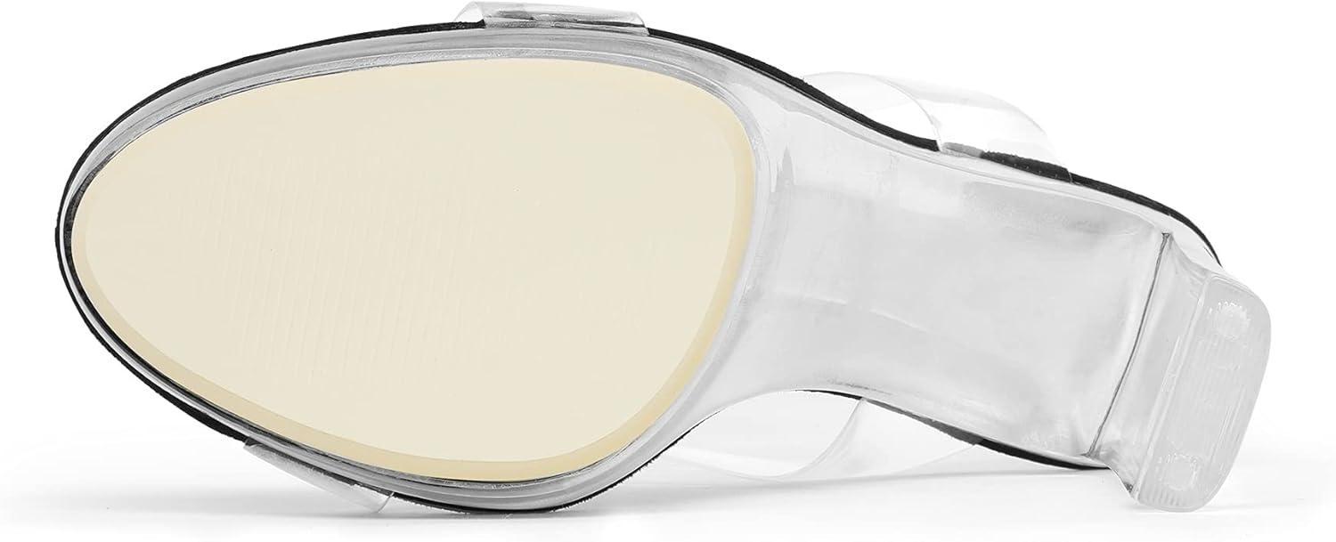 image:imageDREAM PAIRS Womens Clear Two Strap Open Toe High Block Chunky Slip on Dress Heel SandalsBlackClear