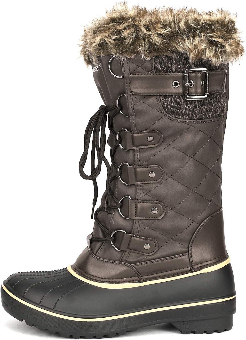 image:imageDREAM PAIRS Womens DP Warm Faux Fur Lined Mid Calf Winter Snow BootsBrown