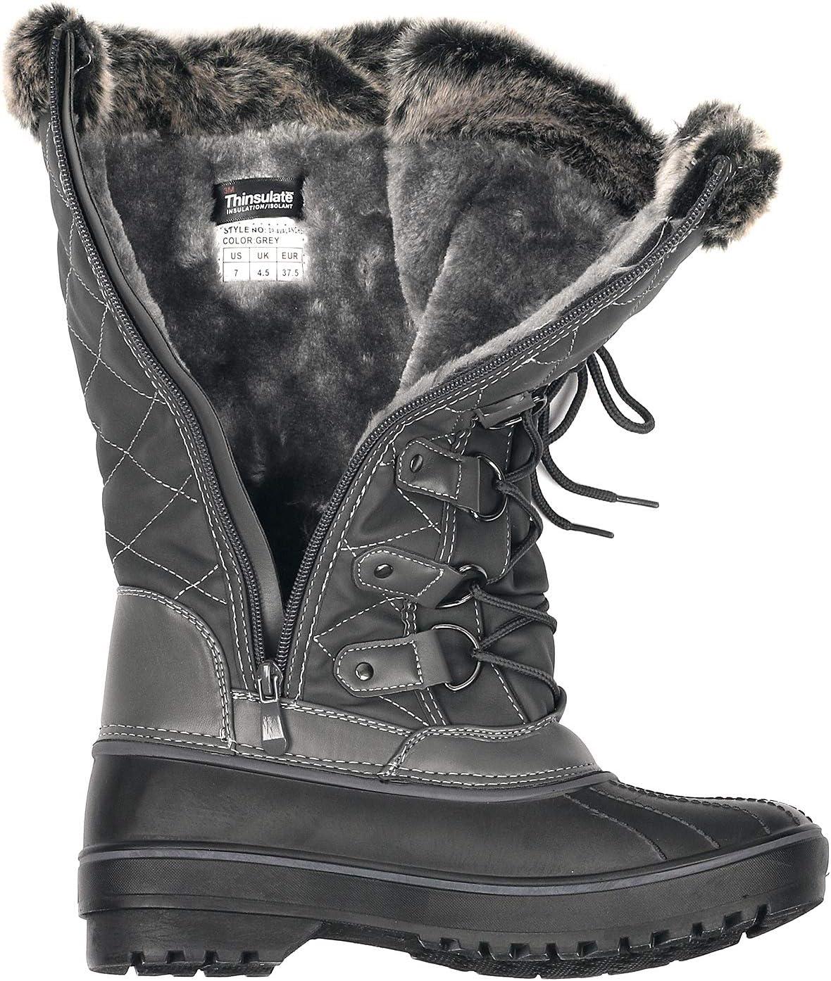 image:imageDREAM PAIRS Womens DP Warm Faux Fur Lined Mid Calf Winter Snow BootsGrey