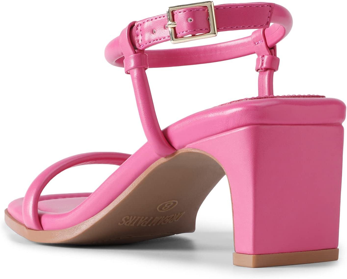 image:imageDREAM PAIRS Womens Heels Open Toe Ankle Strap Square Cute Wedding Party Sandal Comfort Dress Shoes HeraHot Pink