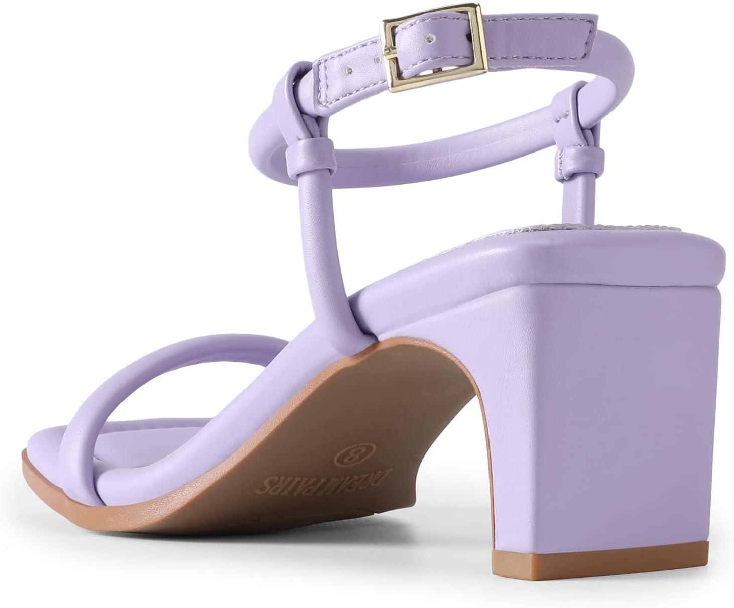 image:imageDREAM PAIRS Womens Heels Open Toe Ankle Strap Square Cute Wedding Party Sandal Comfort Dress Shoes HeraPurple