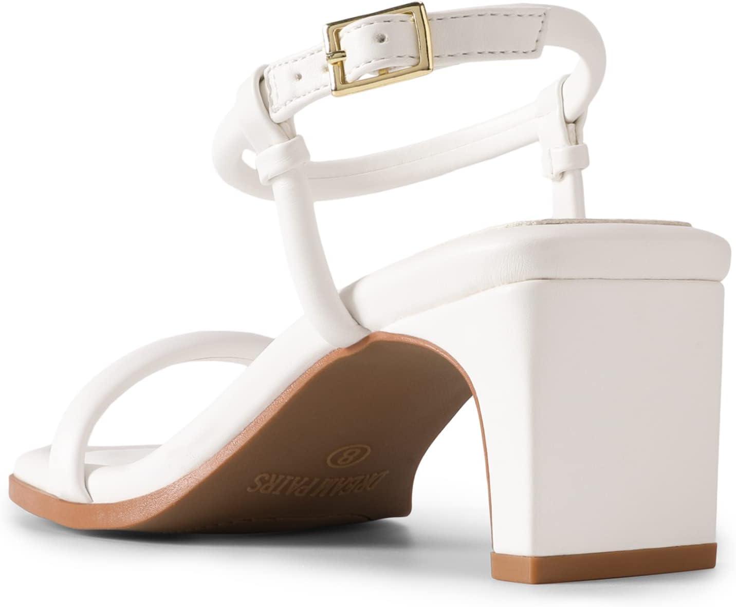 image:imageDREAM PAIRS Womens Heels Open Toe Ankle Strap Square Cute Wedding Party Sandal Comfort Dress Shoes HeraWhite