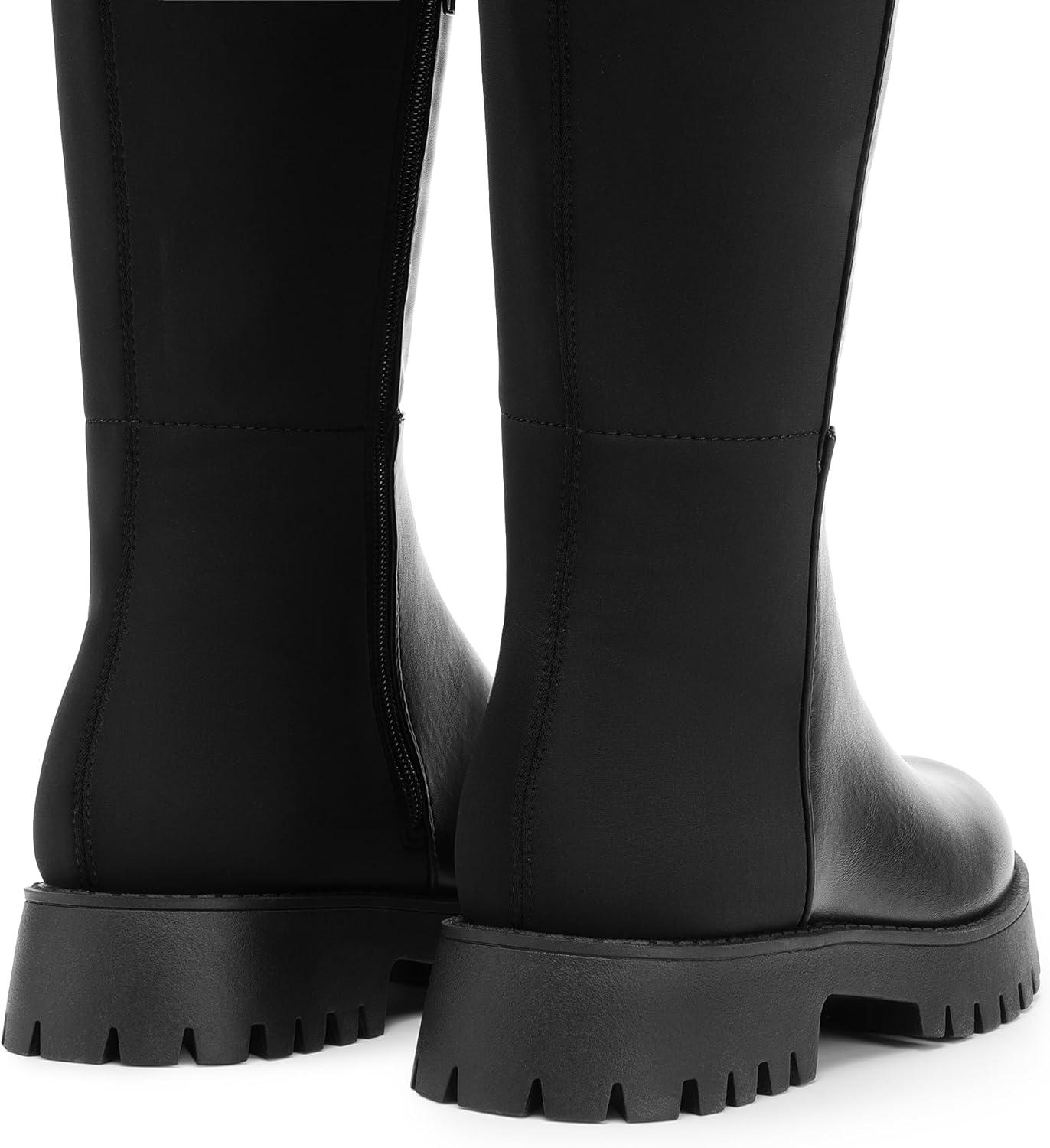 image:imageDREAM PAIRS Womens Knee High Boots Platform Chunky Heel Thigh High Fashion Over The Knee Boots SDOB2407WBlack