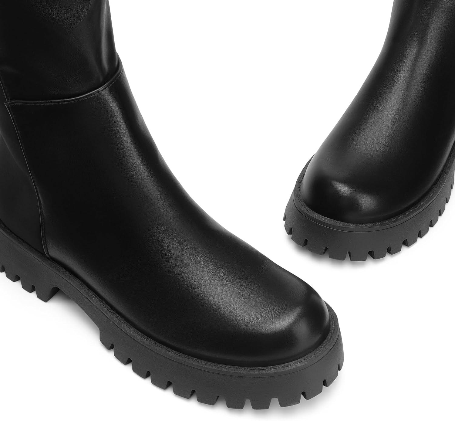 image:imageDREAM PAIRS Womens Knee High Boots Platform Chunky Heel Thigh High Fashion Over The Knee Boots SDOB2407WBlack