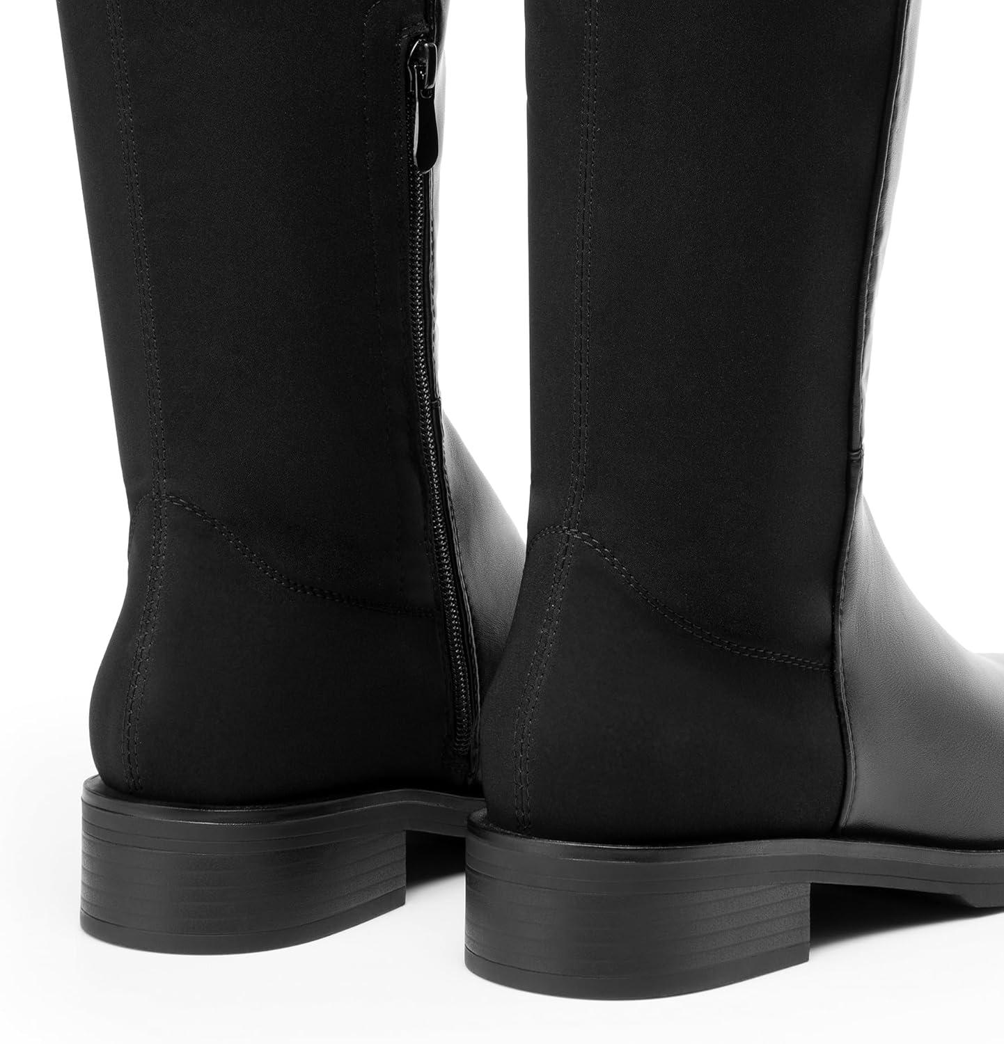 image:imageDREAM PAIRS Womens Knee High Boots Platform Chunky Heel Thigh High Fashion Over The Knee Boots SDOB2407WBlackpu