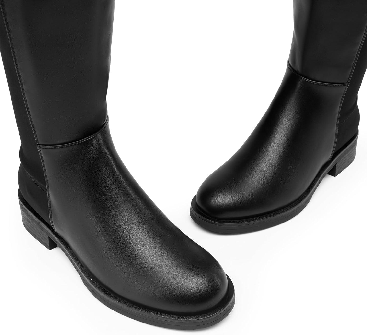image:imageDREAM PAIRS Womens Knee High Boots Platform Chunky Heel Thigh High Fashion Over The Knee Boots SDOB2407WBlackpu