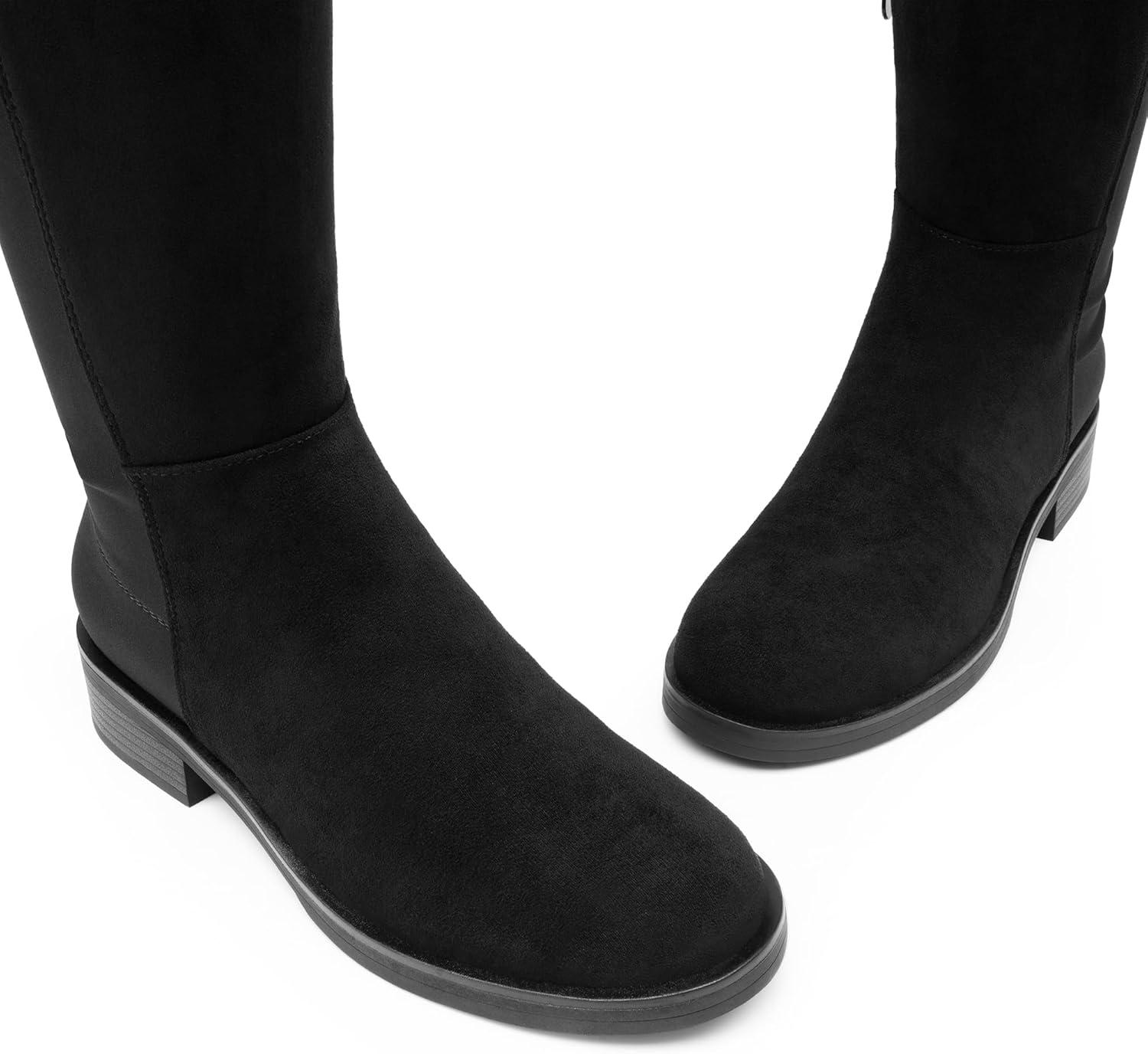 image:imageDREAM PAIRS Womens Knee High Boots Platform Chunky Heel Thigh High Fashion Over The Knee Boots SDOB2407WBlacksuede