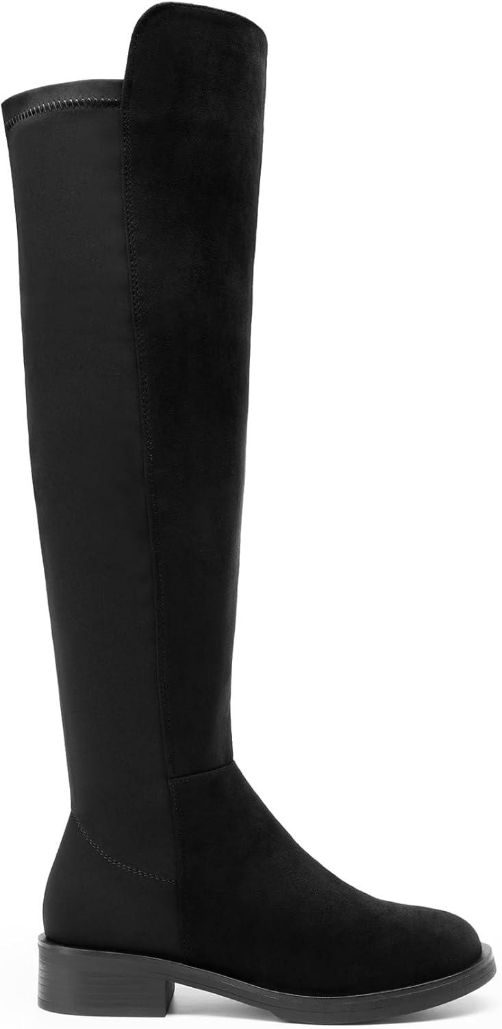 image:imageDREAM PAIRS Womens Knee High Boots Platform Chunky Heel Thigh High Fashion Over The Knee Boots SDOB2407WBlacksuede