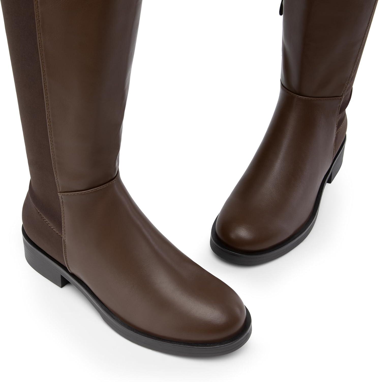 image:imageDREAM PAIRS Womens Knee High Boots Platform Chunky Heel Thigh High Fashion Over The Knee Boots SDOB2407WBrownpu