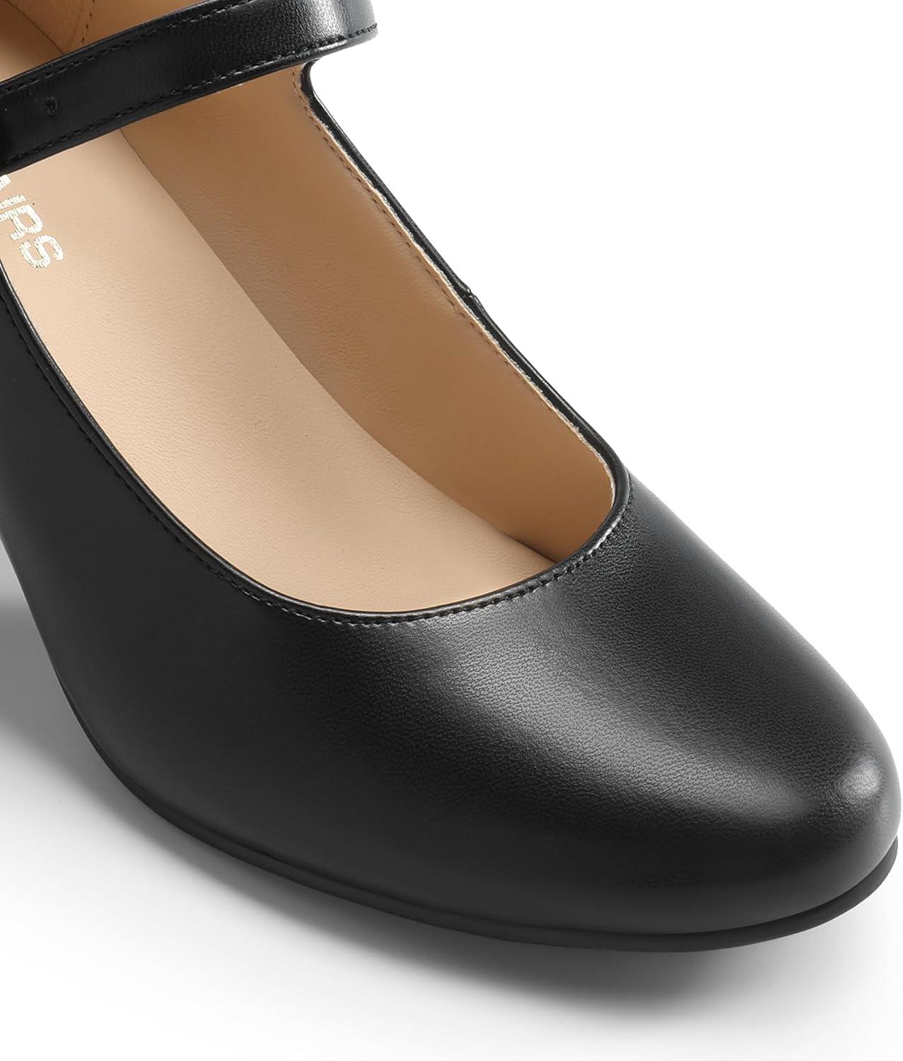 image:imageDREAM PAIRS Womens Mary Jane Shoes Chunky Heel 276 Inch Round Toe Vintage Office Work Pumps Comfortable Low Block Heels Dress Shoes for WomenBlack