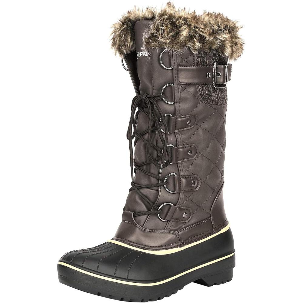 image:imageDREAM PAIRS Womens DP Warm Faux Fur Lined Mid Calf Winter Snow BootsBrown