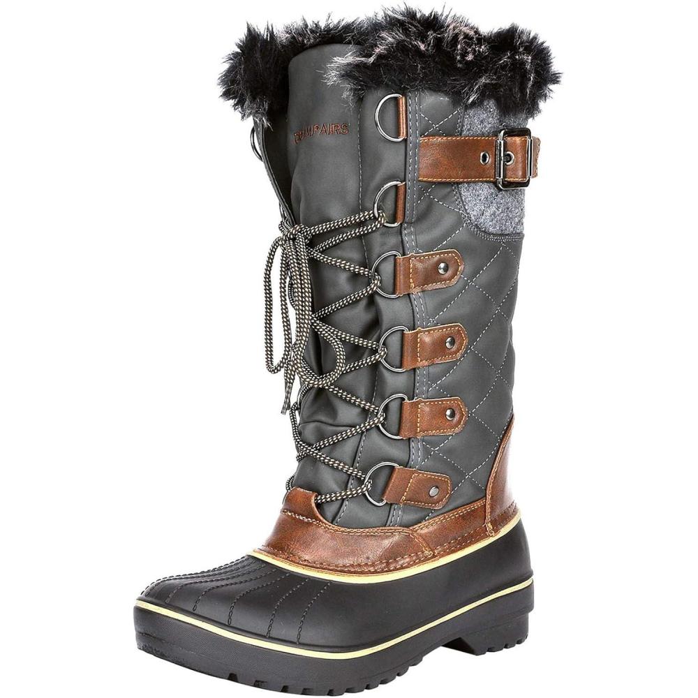 image:imageDREAM PAIRS Womens DP Warm Faux Fur Lined Mid Calf Winter Snow BootsKhaki
