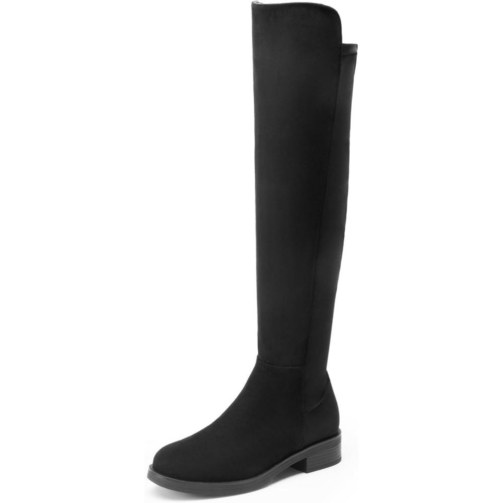 image:imageDREAM PAIRS Womens Knee High Boots Platform Chunky Heel Thigh High Fashion Over The Knee Boots SDOB2407WBlacksuede