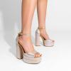 DREAM PAIRS High Heels Chunky Block Platform Heels for Women Ankle Strap Sexy Open Square Toe Heels Dressy Pumps Sandals(Rose Gold-rhinestone)
