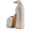 DREAM PAIRS High Heels Chunky Block Platform Heels for Women Ankle Strap Sexy Open Square Toe Heels Dressy Pumps Sandals(Rose Gold-rhinestone)