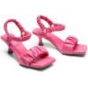 DREAM PAIRS Kitten Heels for Women Comfortable Low Heels Sandals Suqare Open Toe Cute Wedding Party Evening Prom Dance Strap Dress Pump Sandals Shoes(Hot Pink)