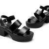 DREAM PAIRS Platform Heels for Women Lightweight Chunky Open Toe Stylish Comfortable Fisherman Sandals with Adjustable Ankle Strap(Black-oily)