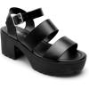 DREAM PAIRS Platform Heels for Women Lightweight Chunky Open Toe Stylish Comfortable Fisherman Sandals with Adjustable Ankle Strap(Black-oily)