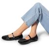 DREAM PAIRS Women’s Ballet Flats Foldable Square Toe Mary Jane Flats Comfortable Slip On Dress Shoes Business Casual Work Mary Jane Shoes(Black-pat)
