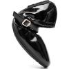DREAM PAIRS Women’s Ballet Flats Foldable Square Toe Mary Jane Flats Comfortable Slip On Dress Shoes Business Casual Work Mary Jane Shoes(Black-pat)