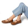 DREAM PAIRS Women’s Ballet Flats Foldable Square Toe Mary Jane Flats Comfortable Slip On Dress Shoes Business Casual Work Mary Jane Shoes(Brown)