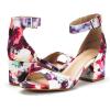 DREAM PAIRS Womens Heels, Chunk Low Heel Comfortable Pump Sandals Dress Shoe(Floral)