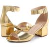 DREAM PAIRS Womens Heels, Chunk Low Heel Comfortable Pump Sandals Dress Shoe(Gold-metallic)